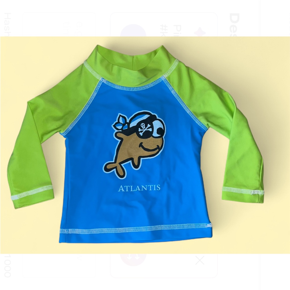 Flap Happy Kids UV 50 NWT Graphic Fish Rash Guard Swim Top Size 6M